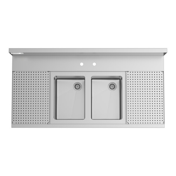 Regency Spec Line 48" x 24" Two Bowl Underbar Sink with Two 12" Drainboards