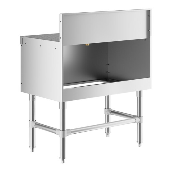 A Regency stainless steel underbar drainboard with a metal surface.