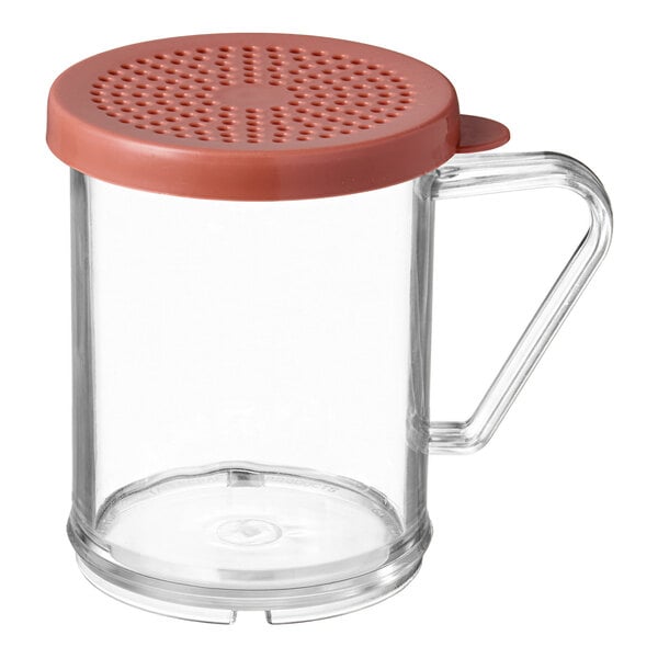TableCraft 166C 10 oz. Polycarbonate Shaker with Rose Lid for Medium Ground Product