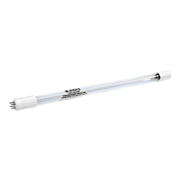 A clear UV light tube with white caps.
