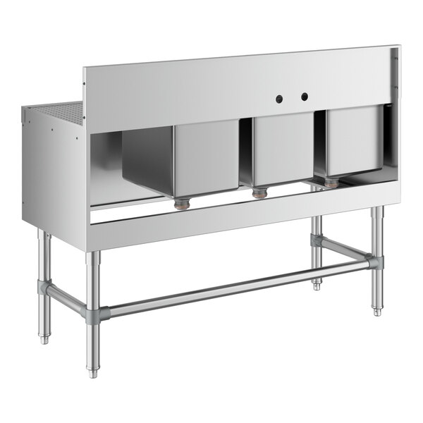 Regency Spec Line 48" x 19" Three Bowl Underbar Sink with 12" Right Drainboard