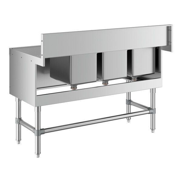 Regency Spec Line 48" x 24" Three Bowl Underbar Sink with 12" Right Drainboard