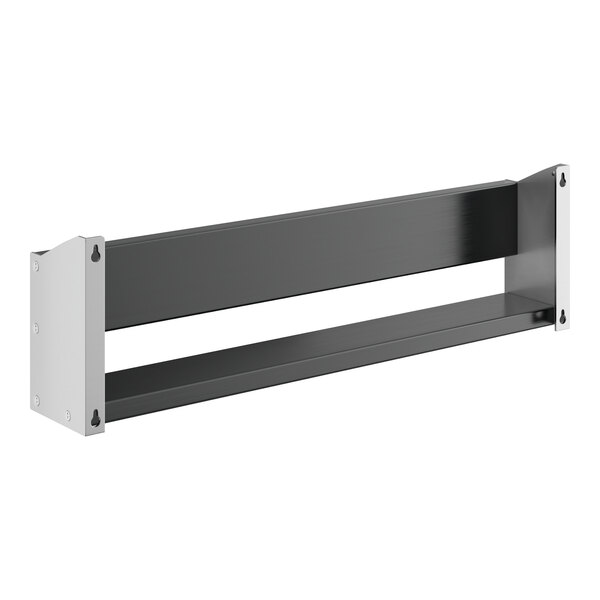 A stainless steel single tier speed rail shelf.