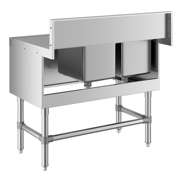 Regency Spec Line 36" x 24" Two Bowl Underbar Sink with 12" Right Drainboard