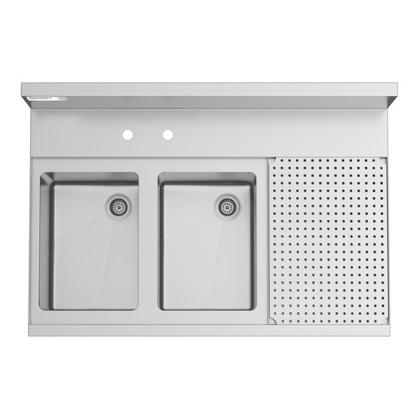 Regency Spec Line 36" x 24" Two Bowl Underbar Sink with 12" Right Drainboard