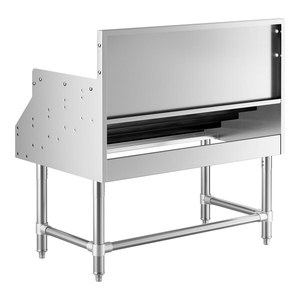 A Regency stainless steel five-tiered liquor display rack on a white surface.