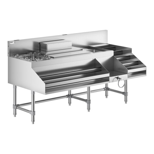 Regency Spec Line 60" Stainless Steel Combination Cocktail Station with Liquor Display Rack and Cold Plate
