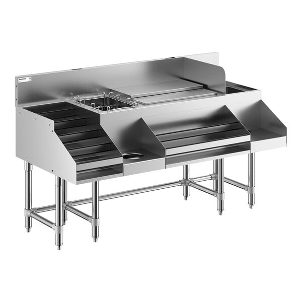 Regency Spec Line 60" Stainless Steel Combination Cocktail Station with Liquor Display Rack and Cold Plate