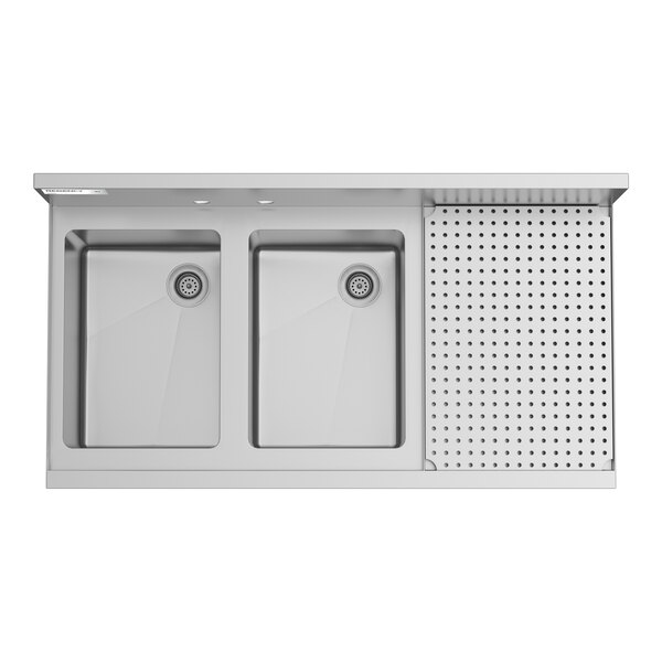 Regency Spec Line 36" x 19" Two Bowl Underbar Sink with 12" Right Drainboard