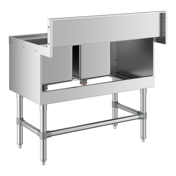 Regency Spec Line 36" x 24" Two Bowl Underbar Sink with 12" Left Drainboard