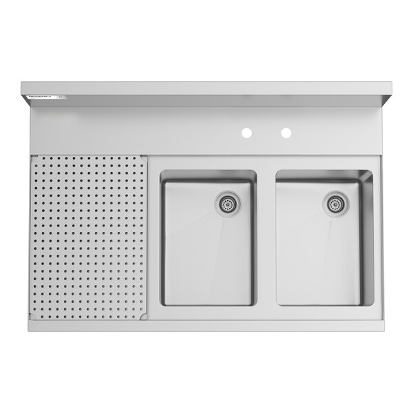 Regency Spec Line 36" x 24" Two Bowl Underbar Sink with 12" Left Drainboard