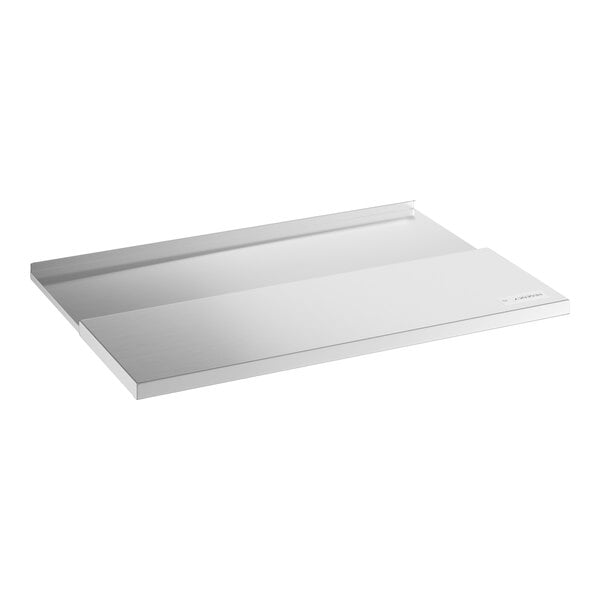 A white rectangular stainless steel sliding lid.