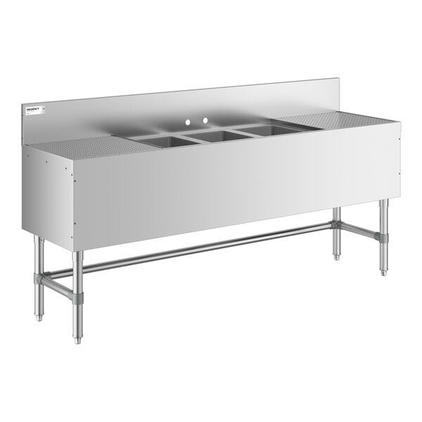 Regency Spec Line 72" x 19" Three Bowl Underbar Sink with Two 18" Drainboards