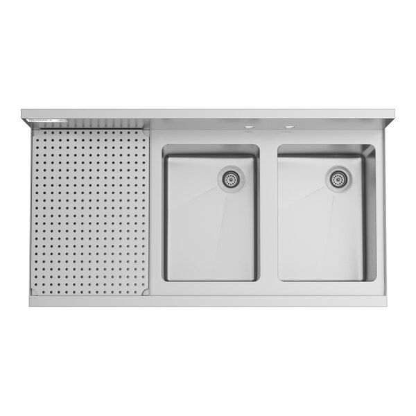 Regency Spec Line 36" x 19" Two Bowl Underbar Sink with 12" Left Drainboard