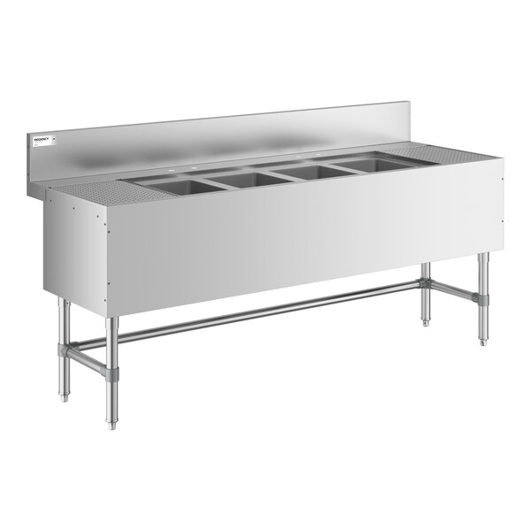 Regency Spec Line 72" x 24" Four Bowl Underbar Sink with Two 12" Drainboards