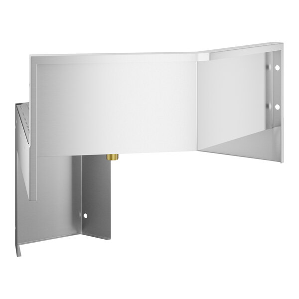 A silver metal Regency Spec Line 45-degree angle inside corner underbar filler with a hole in the metal.