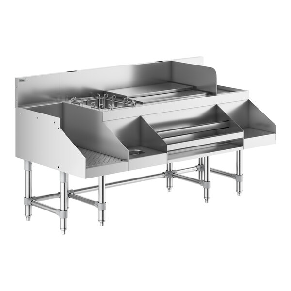 A Regency stainless steel combination cocktail station with a drain.