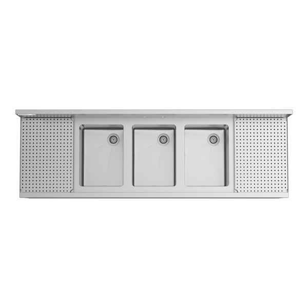 Regency Spec Line 60" x 19" Three Bowl Underbar Sink with Two 12" Drainboards
