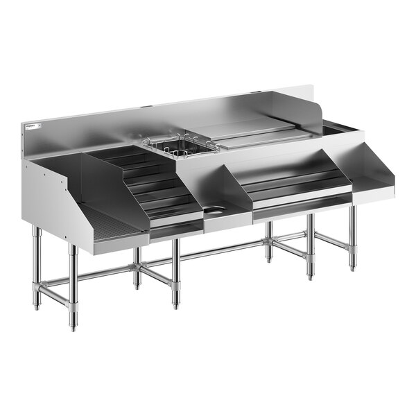 Regency Spec Line 72" Stainless Steel Combination Cocktail Station with Liquor Display Rack and Drainboard