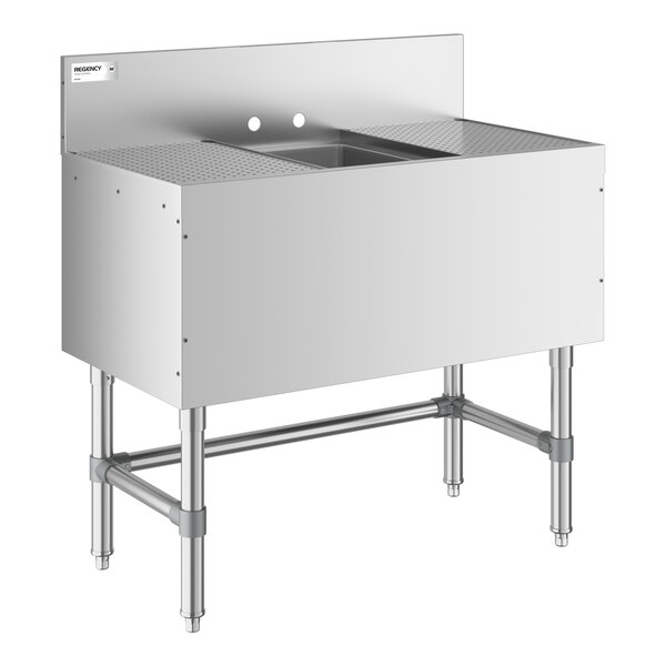 Regency Spec Line 36" x 19" One Bowl Underbar Sink with Two 12" Drainboards