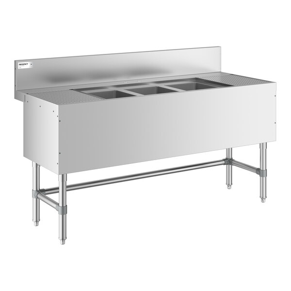 Regency Spec Line 60" x 24" Three Bowl Underbar Sink with Two 12" Drainboards