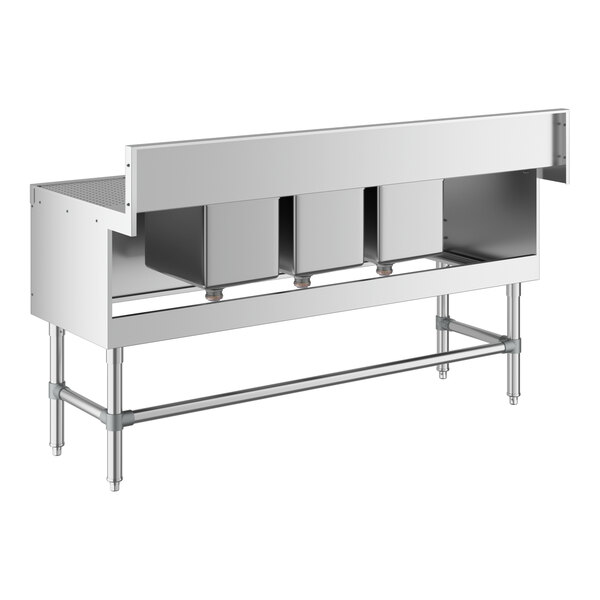 Regency Spec Line 60" x 24" Three Bowl Underbar Sink with Two 12" Drainboards