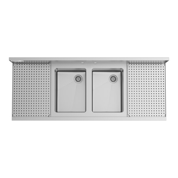 Regency Spec Line 48" x 19" Two Bowl Underbar Sink with Two 12" Drainboards