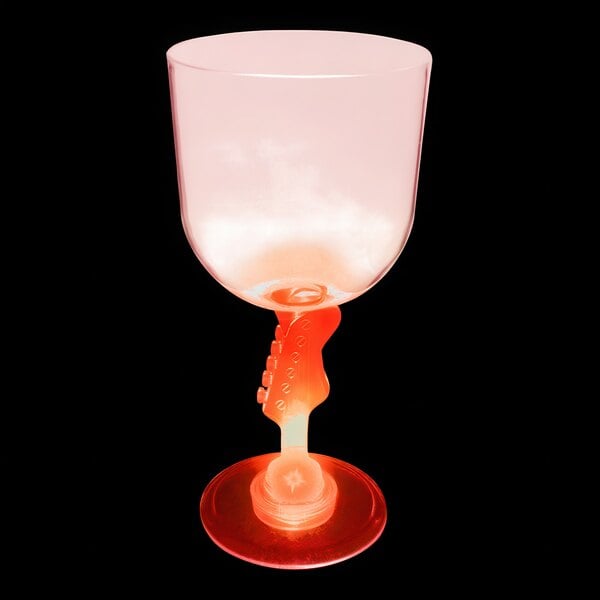 A customizable plastic guitar stem goblet with a red LED light inside.