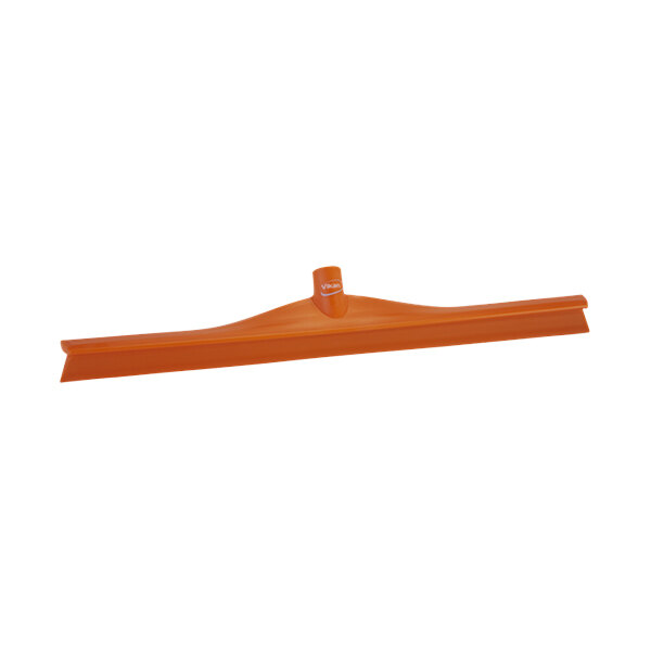 An orange Vikan floor squeegee with a plastic frame.