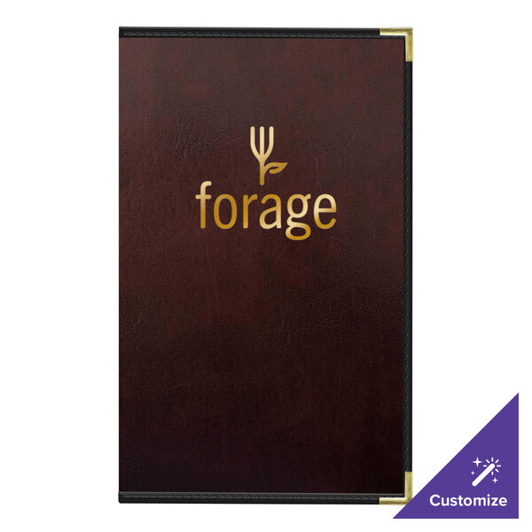 A brown leather H. Risch, Inc. menu cover with gold text.