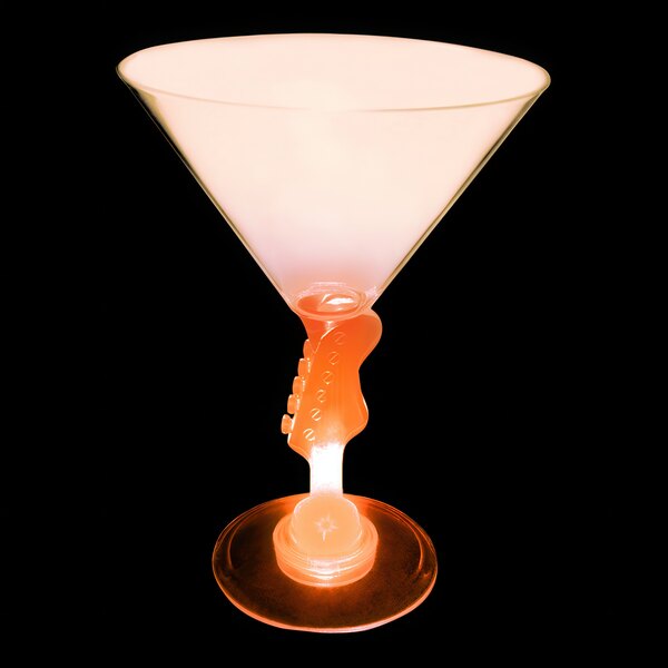 A customizable plastic martini glass with an orange LED guitar stem.