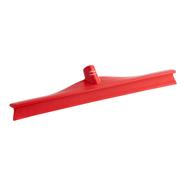 A red Vikan Ultra-Hygienic Single Blade Rubber Floor Squeegee with a red plastic frame.
