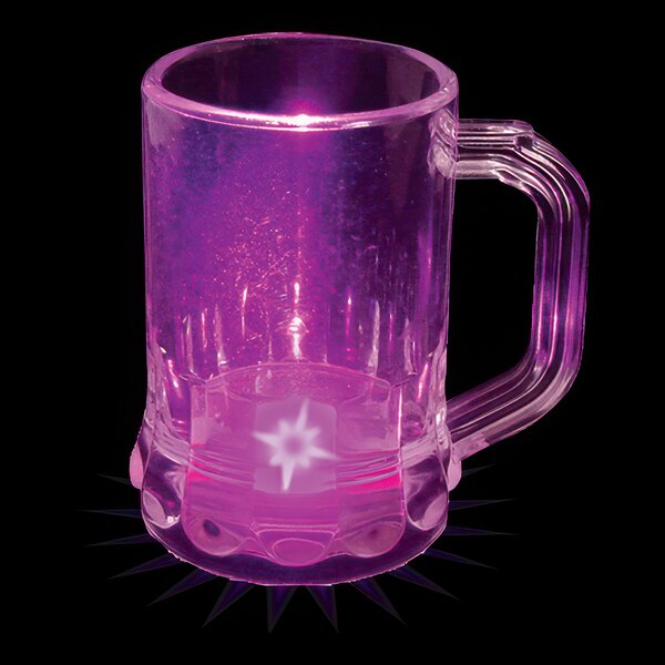 A customizable plastic mini mug with a purple LED light inside.