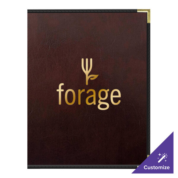 A brown leather H. Risch, Inc. menu cover with gold text.