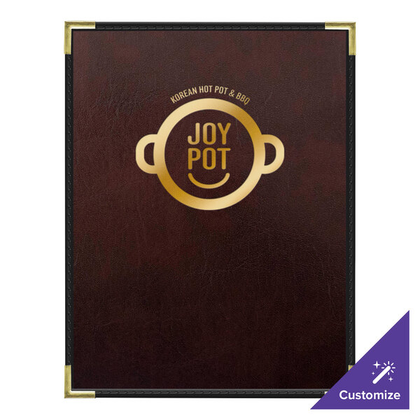 A brown leather H. Risch, Inc. menu cover with a gold logo.