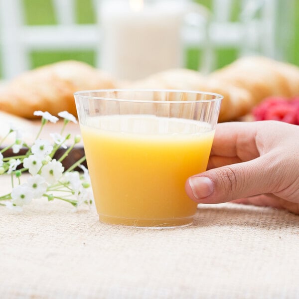 WNA Comet CC9240 Classicware 9 oz. Squat Clear Plastic Fluted Tumbler - 20/Pack