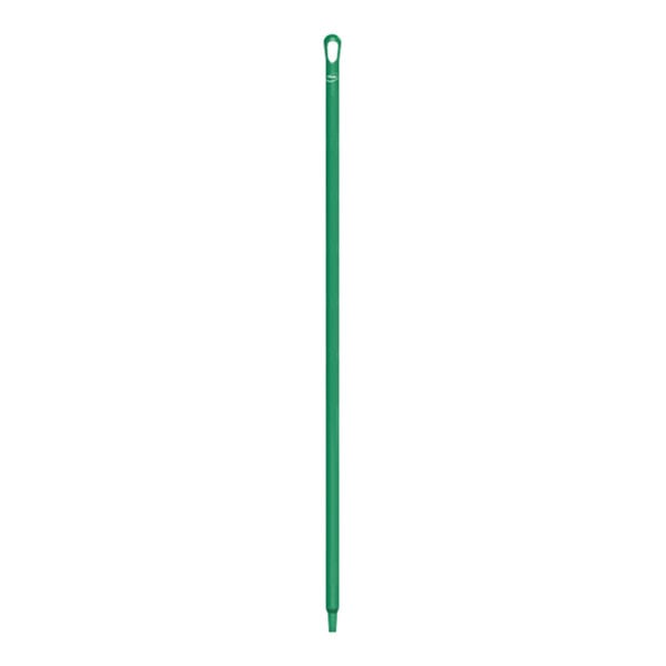 A green pole with a green handle.