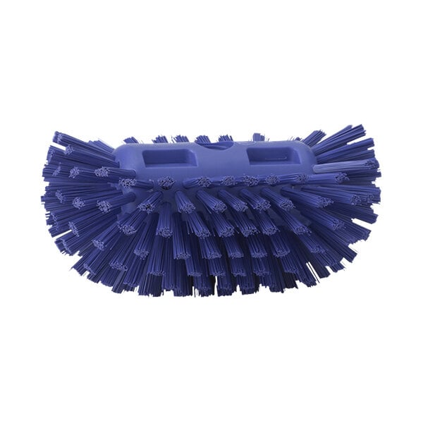 A purple Vikan tank brush head with stiff bristles.