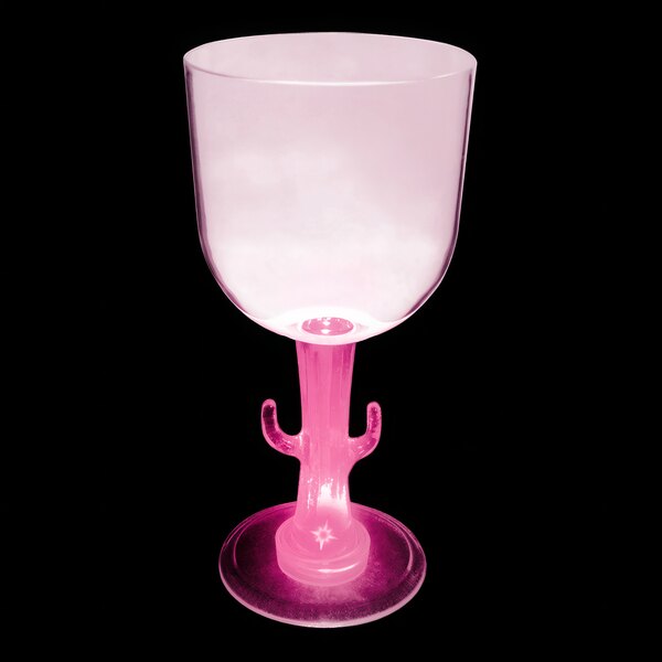 A customizable pink plastic cactus stem goblet with a pink LED light.