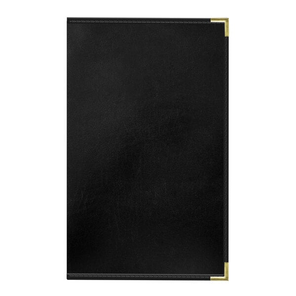 A black rectangular H. Risch, Inc. leather menu cover.