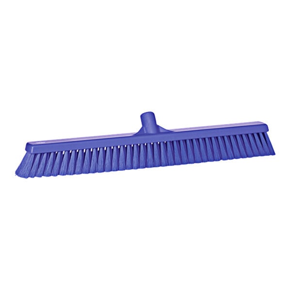 A purple broom head with flagged bristles.