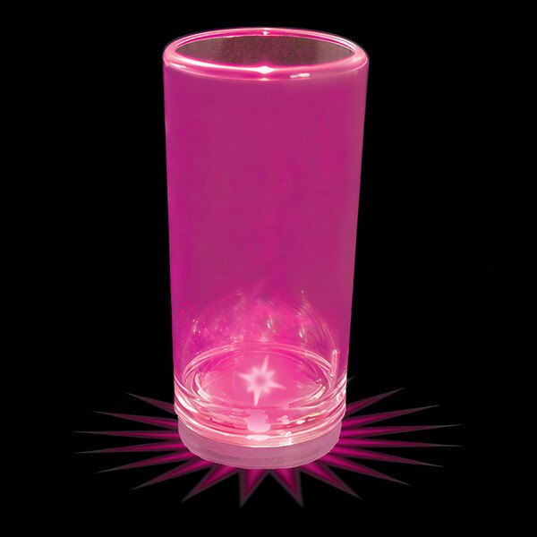 A pink plastic champagne shooter with a pink LED light.