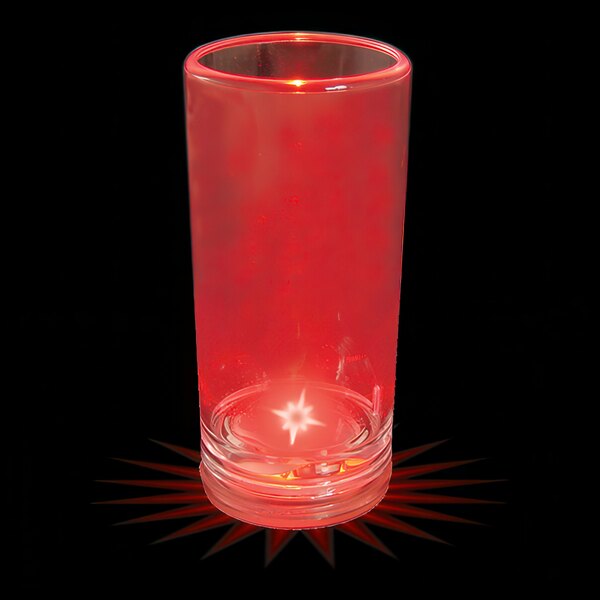 A customizable plastic champagne shooter with a red LED light.