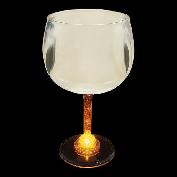 A customizable plastic goblet with a yellow LED light inside.