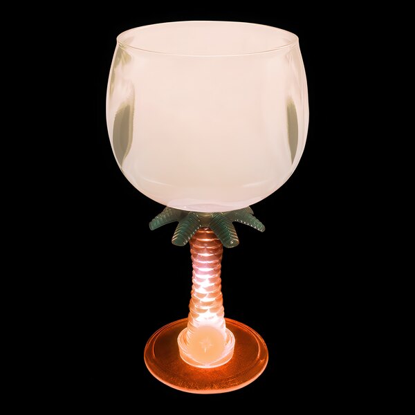 A customizable plastic palm tree stem goblet with an orange LED light.