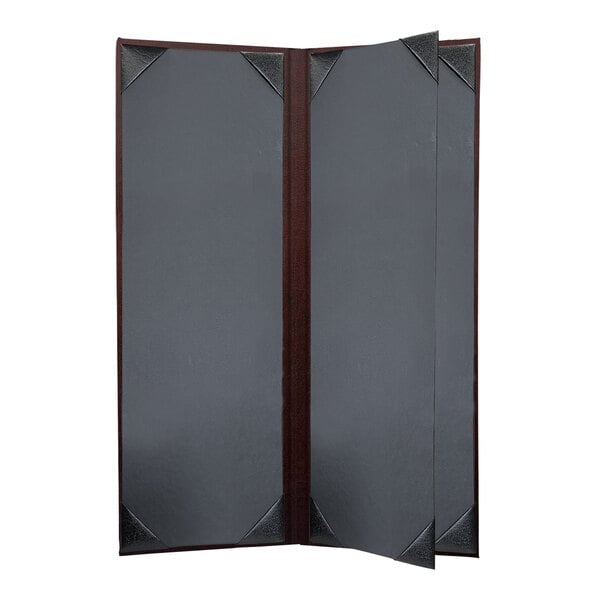 A grey board with a brown frame.