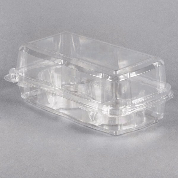 InnoPak 6 Compartment Clear Hinged High Dome Cupcake Container - 5/Pack