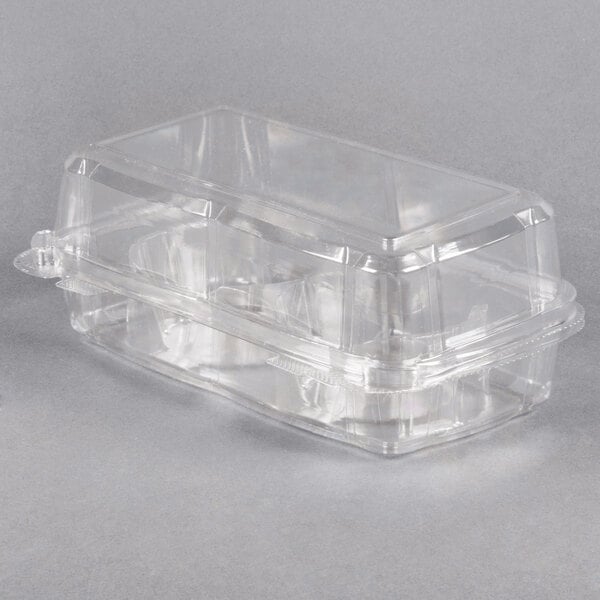 InnoPak 2 Compartment Clear Hinged Cupcake / Muffin Container - 24