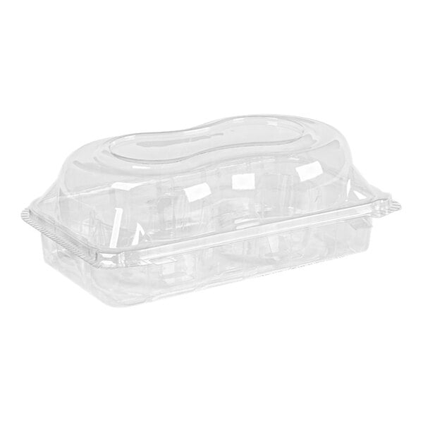 Inno-Pak 2 Compartment Clear Hinged Cupcake / Muffin Container - 240/Case