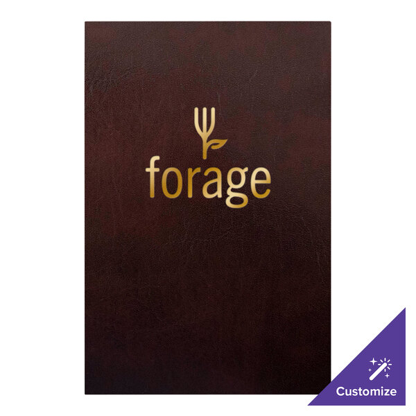 A brown leather H. Risch, Inc. menu cover with gold text.